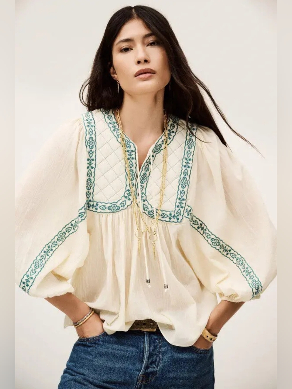 BA&SH Praveen Embroidered Blouse Size 2